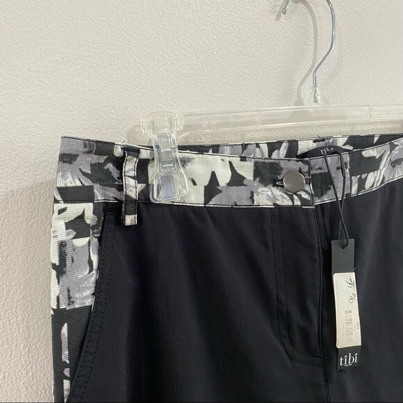 Tibi Arel Contrast Black White Slim Trousers Stretch Pants NWT Size 4 - Picture 3 of 9